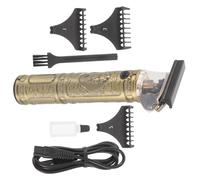 COLLBATH Cortapelos Carga USB Forma de Cabeza de Buda Dorado Eléctrico Material Metálico 1200mah, Cuatro Peines, Adecuado para Peluquería Profesional