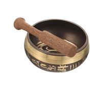 COLLBATH Cuenco Tibetano de Meditación de Cobre Ligero con de Madera Cuenco de Canto para Yoga y Relajación Estilo Aleatorio Accesorio para Mindfulness y Alivio del Estrés