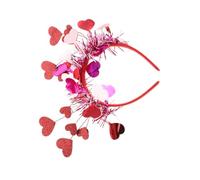 COLLBATH Diadema de Corazón para San Valentín Adornos Cabeza Rojos de Oropel Accesorios de Fiesta para Niñas y Mujeres Decoraciones para Fotos Tocado de Corazón para Disfraces