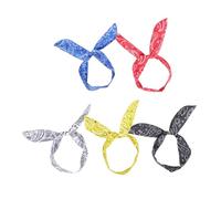 COLLBATH Diademas para Mujer 5 Piezas Multipropósito de Tela Orejas de Conejo y Lazo Estampado de Cachemira Color Aleatorio para Fiesta y Regalos