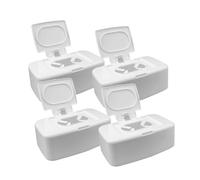 COLLBATH Dispensador de Caja de Toallitas Portátil Blanco de Plástico Pp Base Antideslizante para Sala y Escritorio, Paquete de 4 Unidades Simples y Recargables