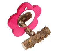 COLLBATH Espejo para Pájaros Forma de con Soporte para Juguete para Mascotas Que Reduce la Soledad y Actividad Física Color Rosa