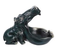 COLLBATH Estatua Hipopótamo Decorativa Bandeja de Almacenamiento para Llaves y Dulces Mesa de Hogar Diseño Detallado Azul Profundo Organizador Multifuncional para Oficina y Entrada