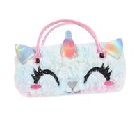 COLLBATH Estuche De Gafas De Unicornio De Peluche Portátil con Asa Ligera, Resistente a Golpes, para Niñas Viaje y Uso Diario, Tamaño Compacto y Diseño Colorido