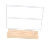 COLLBATH Expositor De Pendientes y Organizador De Joyas De Hierro y Madera, Soporte Para Pendientes Intermedio Blanco, Decoración Para Mujer, Uso Doméstico, Doble Capa, Compacto y Resistente