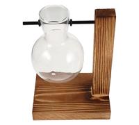 COLLBATH Hydroponic Glass Jar Plant Propagation Station with Wooden Stand Transparent Bulb Planter Vase For Indoor Tabletop Gardening and Home Office Decor