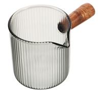 COLLBATH Jarra de Leche de Vidrio con Asa de Madera y Medidas para Espumar Leche y Preparar Café Diseño Elegante y Funcional para del Café y Productos Lácteos