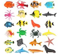 COLLBATH Juego de 24 Figuras de Peces Tropicales y Animales Marinos en Miniatura Decoración para Acuario Segura y Duradera Figuras Plásticas Resistentes y Realistas para Ornamento de