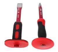 COLLBATH Juego de Cinceles de Mampostería de Acero Cromo Vanadio 25 CM 2 Piezas Protector de Mano de Goma Cincel Plano y Puntiagudo para Demolición Tallado y Construcción