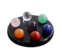 COLLBATH Juego de Cuentas de Cristales de Chakra 7 Piedras Preciosas en Esfera y Soporte de Obsidiana Negra para Sanación y Buena Suerte en Relajación Color Aleatorio