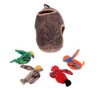 COLLBATH Juguete Interactivo para Gatos con Simulación de Pájaro de Peluche Chirriante de Casita con Nido para Múltiples Gatos Juguete Resistente para Masticar y Entretenimiento Interiores
