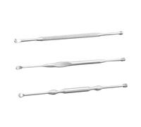 COLLBATH Kit de 3 Piezas para Eliminación de Cerumen Doble Punta en Acero Inoxidable Plata, Limpiador de Oídos Espiral Elegante para Uso Diario y Festival