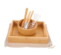 COLLBATH Kit para con Bol de Bambú y Pincel de Silicona para Aplicación Uniforme Casa y Spa