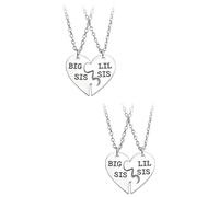 COLLBATH Little Sister 4 Piezas Collar De Hermana Collares a Juego Para 2 3 4 es De Hermana Para 4 Mothers Day Para Amigas Inseparables Para Siempre Joyas Para Siempre