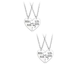 COLLBATH Little Sister 4 Piezas Collar De Hermana Collares a Juego Para 2 3 4 es De Hermana Para 4 Mothers Day Para Amigas Inseparables Para Siempre Joyas Para Siempre