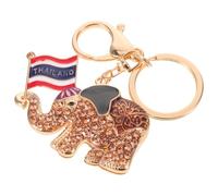 COLLBATH Llavero de Elefante de Metal con Cristales de Colores y Bandera Tailandesa Colgante Decorativo para Bolso y Mochila Amuleto Suerte y Recuerdo Turístico de Tailandia Color