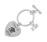 COLLBATH Llavero de Graduación 2026 de Acero Inoxidable Colgante Forma de Corazón 28X29 MM Accesorio para Mochila y Bolso Recuerdo Motivacional para Estudiantes Obsequio de Felicitación