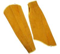 COLLBATH Mangas Protectoras de Soldadura Piel de Vacuno Ignífugas y Aislantes Térmicas Manguitos Resistentes para Protección de Brazos Trabajos de Soldadura de Amarillo con Puño