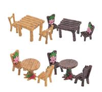 COLLBATH Modelo de Muebles en Miniatura de Resina, Mini Decoración de Escritorio, Mesa Redonda y Cuadrada Silla, para DIY Landscaping y Pequeña Decoración del Hogar