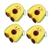 COLLBATH Monedero Forma De Aguacate De Peluche Suave, Billetera Pequeña para Niñas, Set De 4 Unidades, Material Resistente, Adecuado para Viajes y Uso Diario