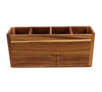 COLLBATH Organizador de utensilios de cocina de madera para encimera o mostrador: soporte grande de madera para guardar utensilios de cocina y cubiertos con 4 compartimentos.
