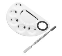 COLLBATH Paleta de Maquillaje Profesional de Acero Inoxidable con Espátula Metálica para Mezcla de Bases y Arte de Uñas Portátil y Ligera para Artistas y Entusiastas del Cosmético