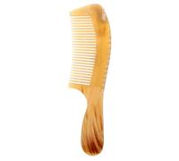 COLLBATH Peine de Cuerno de Vaca de 18 Cm Mango Redondo Tallado Doble Cara, Dientes Finos Antiestáticos para Desenredar y Masaje de Barba y Cabello, Peine de Bolsillo Portátil para Cuidado