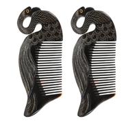 COLLBATH Peine de Masaje de Cuerno de Buey Negro Cuero Cabelludo, 2 Piezas, Masajeador Casero para Aliviar Picazón y Textura Natural