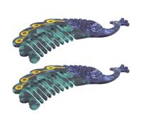 COLLBATH Peines de Acetato Cabello Diseño de Dibujos Animados de Pavo Real, 2 Piezas Pequeñas para Peinar Cabello Rizado, Accesorio Portátil para Moños y Peinetas Laterales