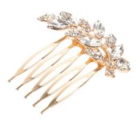 COLLBATH Peineta Nupcial Dorada Gemas de Imitación Peine Lateral para Novia Accesorio Cabello de Boda Metal Resistente para Bodas y Fiestas Complemento Elegante para Mujer