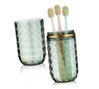 COLLBATH Porta Cepillo Dientes Viaje Doble Función Vaso Material Resistente Reutilizable Compacto para Camping y Negocios Color Verde Oscuro