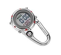 COLLBATH Reloj Colgante Multifuncional Mosquetón De Acero Inoxidable, Resistente Al Agua y Brillo Nocturno, para Actividades Al Aire Libre, Escalada y Mochila, Esfera De Vidrio Roja