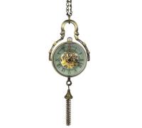 COLLBATH Reloj de Bolsillo Vintage Collar Esférico Hueco de Aleación Mecánico de Cuerda Manual Diseño Retro Antiguo en Color Cobre para Hombre Accesorio Clásico Cadena Colgante