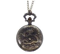 COLLBATH Reloj De Bolsillo Vintage Diseño De Dragón Relieve Reloj De Collar De Cuarzo Antiguo para Adultos Colgante De Bolsillo para Coleccionismo