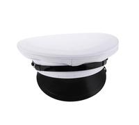 COLLBATH Rendimiento De Un Gran Sombrero De Borde Sombrero De Fiesta Gorra Plana Blanca Sombrero De Capitan Para Hombre Canotaje Sombrero De Algodón Poliéster