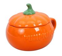 COLLBATH Taza Cerámica Creativa de Calabaza con Tapa Taza de Agua para Hogar Diseño Práctico y Decorativo para Halloween Mediana