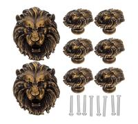 COLLBATH Tiradores de Cajón Vintage 8 Piezas Cabeza de León Aleación de Zinc para Armarios y Cómodas Decoración Retro Muebles Tirador de Puerta Ergonómico para Cocina y Dormitorio