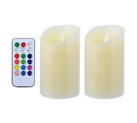 COLLBATH Velas Electrónicas LED de Colores con Control Remoto 18 Teclas Pack 2 Unidades sin Pilas Lámparas de Vela para Boda Fiesta y Decoración Romántica Interior