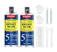 Colle Résine Epoxy Transparente 100ml, Adhesivo Epoxi de 2 Componentes de Curado Rápido, para Reparar Metal, Plástico, Madera, Piedra, Cerámica, Vidrio, Azulejos