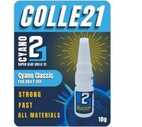 Colle21 Super Glue Cyanoacrilato 10g - Pegamento ultra potente, versátil, modelismo, bricolaje y reparación, secado rápido y transparente, para metal, madera, plástico, resistente a altas temperaturas