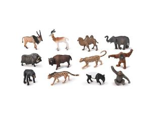 CollectA Caja de mini animales salvajes, juego de 12 figuras de animales | Juego de figuras realistas de animales de la selva acabadas a mano, regalo coleccionable de vida silvestre para niños