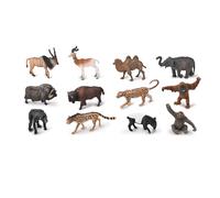 CollectA Caja de mini animales salvajes - Juego de 12 figuras de animales terminadas a mano, juguetes y figuras realistas de la selva, regalos de vida silvestre para niños pequeños y niños, a partir