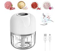 Collectale Usb Rechargebale Electric Garlic Grinder, 100ML/250ML Portable Mini Chopper Electric, Cordless Small Blender Food Processor, Electric Onion Meat Nut Chopper Vegetable Cutter (White-250ML)