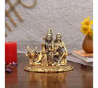 Collectible India Escultura hecha a mano de Shiva Parvati Ganesh ídolo Shiv Parivar Murti, estatua de ídolos del Señor Shiva Sentada en Nandi, Figura para oficina en casa