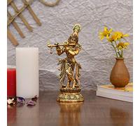 Collectible India Estatua de ídolo del Señor Krishna, ídolos de Krishna, Flauta chapada en Oro, figura Decorativa para Sala de Pooja y Regalo (Juego de 1)