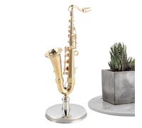 Collectible Sax Brass with Stand and Case for Home Decor Doll House Accessories Adults Kids Birthday Christmas | Saxofón Collectible Figurines Model,
