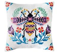 Collection D'Art Cojín de punto de cruz, diseño de abeja floral