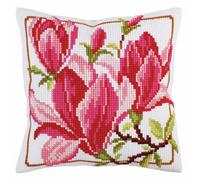 Collection D'Art Kit Cojín/Flores Magnolia/40 X 40, Multi, 40 x 40cm