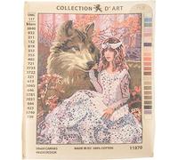 Collection D'Art Needlepoint Printed Tapestry Canvas 60X50cm-Girl With A Wolf