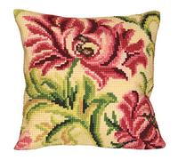 Collection D'Art Wilde Rose rechts Cojín de Punto de Cruz: Rosa Salvaje (Izquierda), Lona Acrílico, 40 x 40 cm